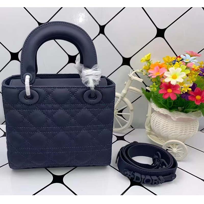 Dior Women Small Lady Dior My Abcdior Bag Denim Blue Cannage Lambskin