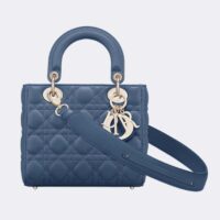 Dior Women Small Lady Dior My Abcdior Bag Denim Blue Cannage Lambskin (9)