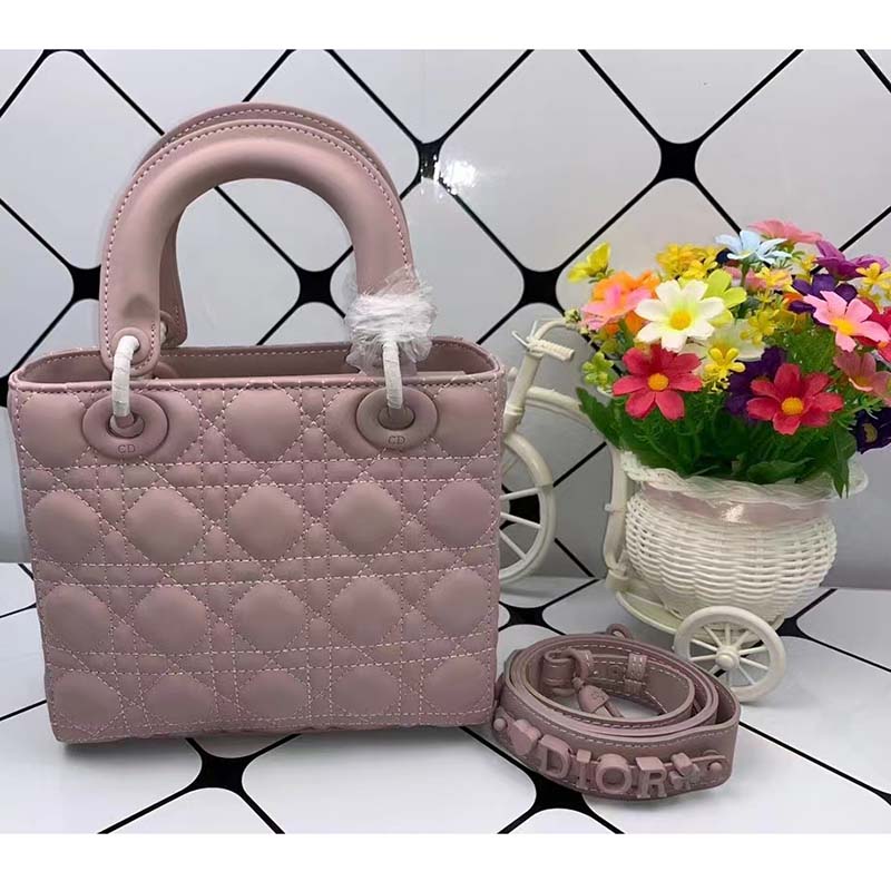 Small Lady Dior My ABCDior Bag Powder Beige Cannage Lambskin