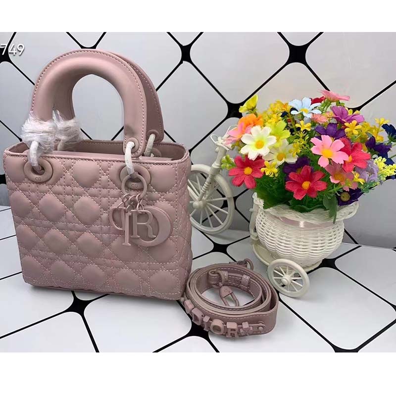 Dior Women Small Lady Dior My Abcdior Bag Powder Pink Cannage Lambskin
