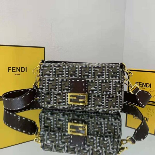 Fendi Women Baguette Embroidered FF Fabric Bag (2)