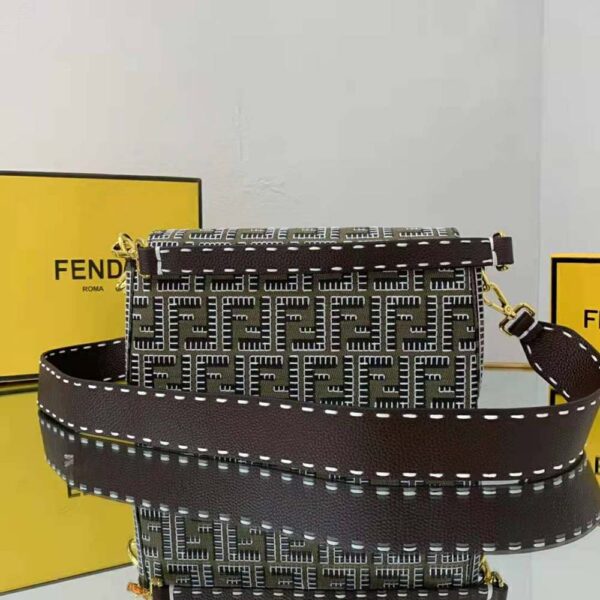 Fendi Women Baguette Embroidered FF Fabric Bag (3)