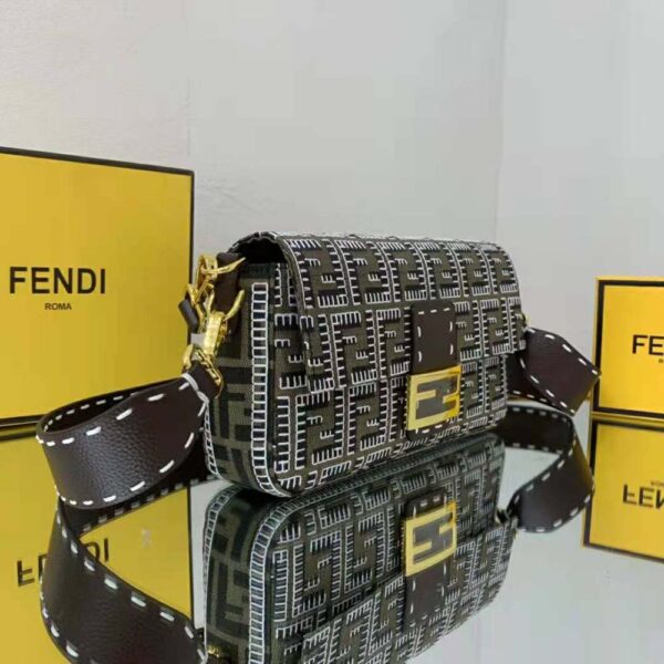 Fendi Women Baguette Embroidered FF Fabric Bag (4)