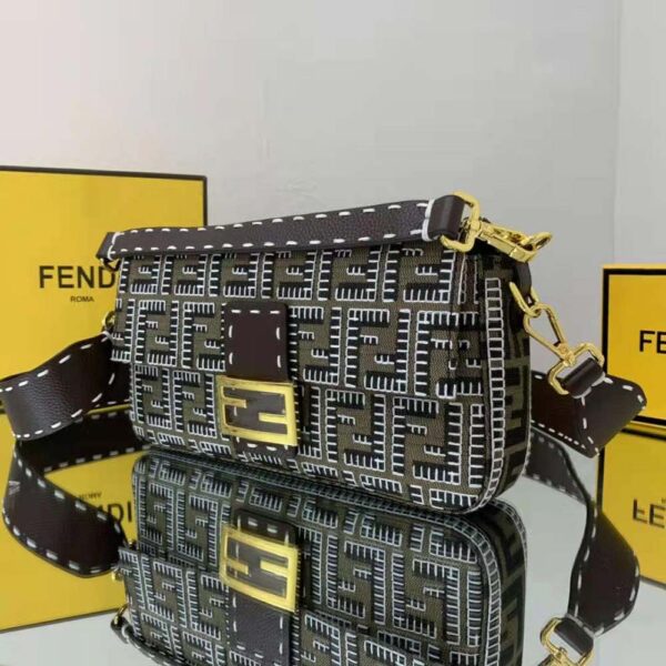 Fendi Women Baguette Embroidered FF Fabric Bag (5)