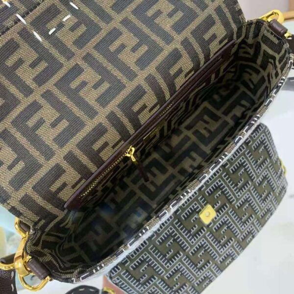 Fendi Women Baguette Embroidered FF Fabric Bag (7)