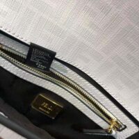 Fendi Women Baguette FF White Glazed Fabric Bag with Inlay (1)
