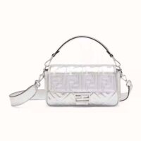 Fendi Women Baguette Fendi Prints On Leather Bag-silver (1)