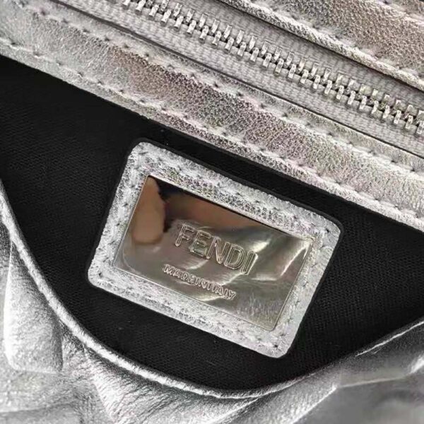 Fendi Women Baguette Fendi Prints On Leather Bag-silver (19)