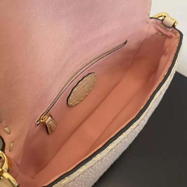 Fendi Women Baguette Pink Sheepskin Bag (7)