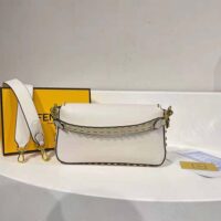 Fendi Women Conic Medium Baguette White Leather Bag (1)