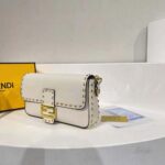 Fendi Women Conic Medium Baguette White Leather Bag – Image 5