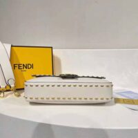 Fendi Women Conic Medium Baguette White Leather Bag (1)