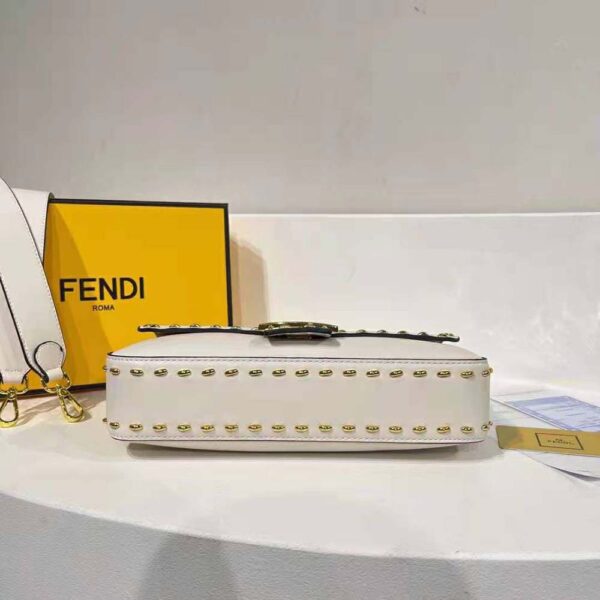 Fendi Women Conic Medium Baguette White Leather Bag (6)