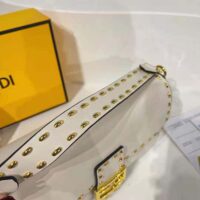 Fendi Women Conic Medium Baguette White Leather Bag (1)