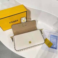 Fendi Women Conic Medium Baguette White Leather Bag (1)