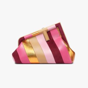 Fendi Women Fendi First Small Leather Bag with Multicolor Inlay