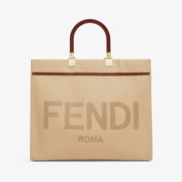 Fendi Women Fendi Sunshine Medium Beige Canvas Bag (1)