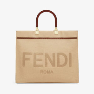 Fendi Women Fendi Sunshine Medium Beige Canvas Bag