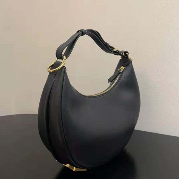 Fendi Women Fendigraphy Small Black Leather Bag-Black (3)