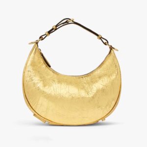 Fendi Women Fendigraphy Small Gold Laminated Leather Bag