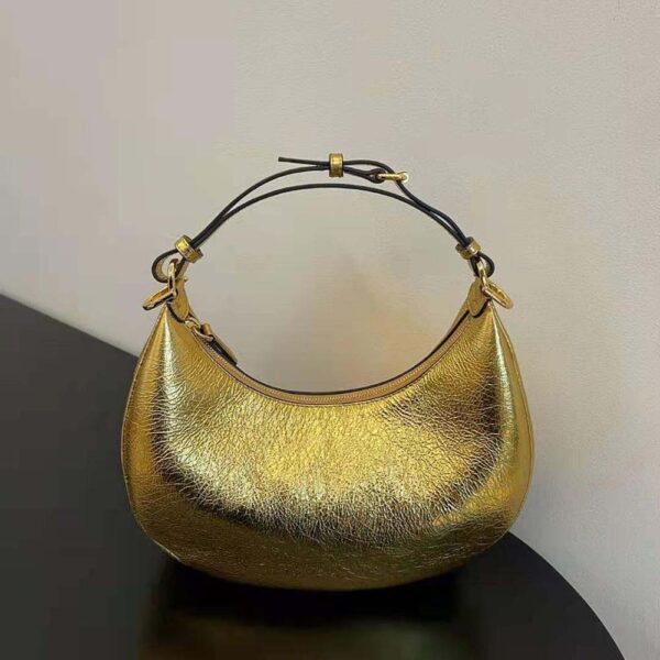 Fendi Women Fendigraphy Small Gold Laminated Leather Bag (10)