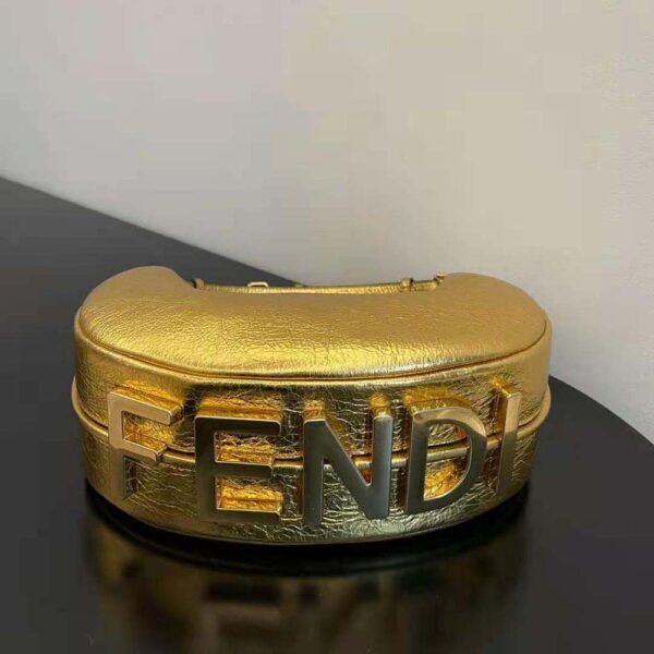 Fendi Women Fendigraphy Small Gold Laminated Leather Bag (4)