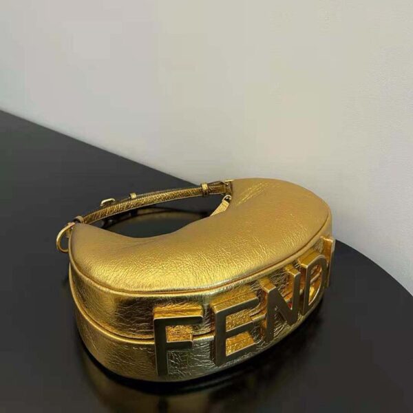 Fendi Women Fendigraphy Small Gold Laminated Leather Bag (9)