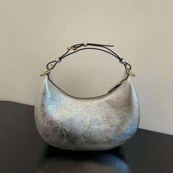 Fendi Women Fendigraphy Small Silver Laminated Leather Bag (10)