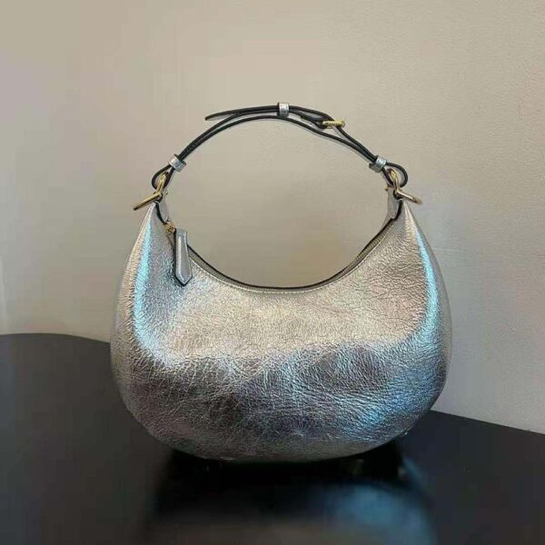 Fendi Women Fendigraphy Small Silver Laminated Leather Bag (2)
