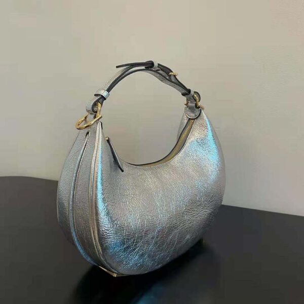 Fendi Women Fendigraphy Small Silver Laminated Leather Bag (3)