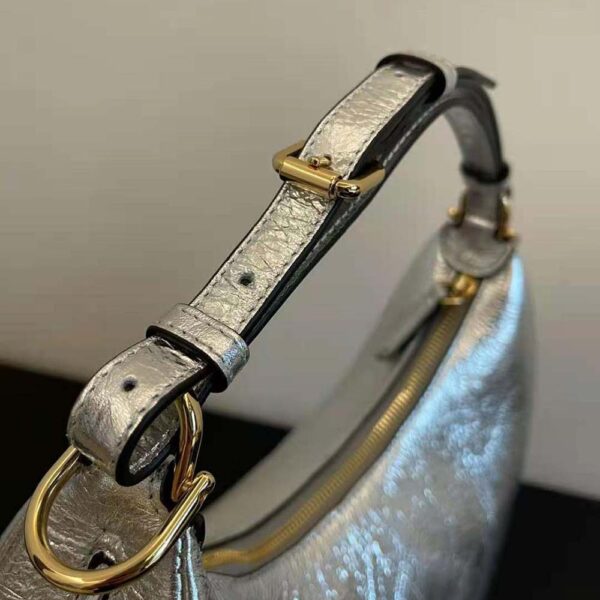 Fendi Women Fendigraphy Small Silver Laminated Leather Bag (5)