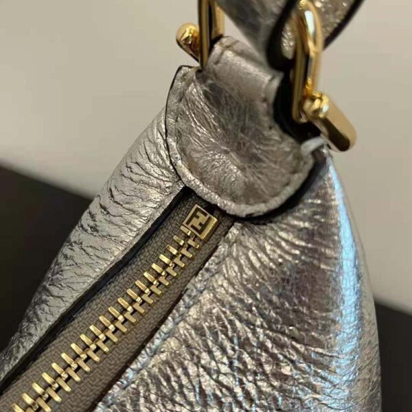 Fendi Women Fendigraphy Small Silver Laminated Leather Bag (9)