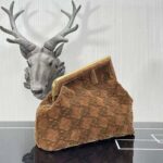 Fendi Women First Medium Brown Suede Bag – Image 4