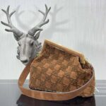 Fendi Women First Medium Brown Suede Bag – Image 2