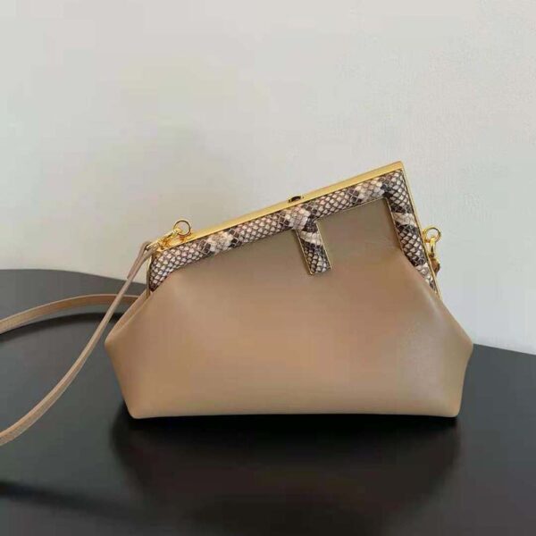 Fendi Women First Small Beige Leather Bag with Exotic Details (2)