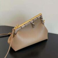Fendi Women First Small Beige Leather Bag with Exotic Details (1)
