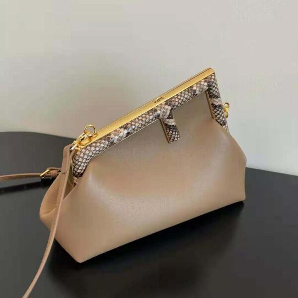 Fendi Women First Small Beige Leather Bag with Exotic Details (3)