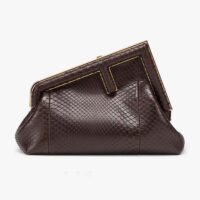Fendi Women First Small Dark Brown Python Leather Bag (1)