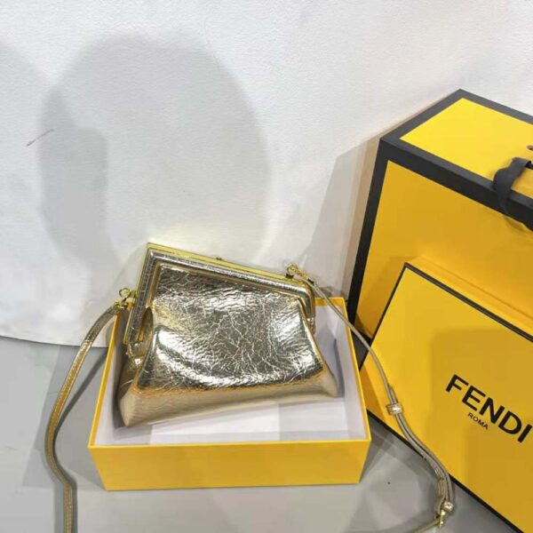 Fendi Women First Small Gold Laminated Leather Bag (3)