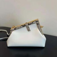 Fendi Women First Small White Leather Bag with Exotic Details (1)