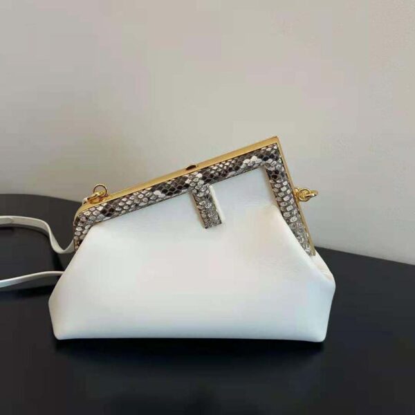 Fendi Women First Small White Leather Bag with Exotic Details (2)