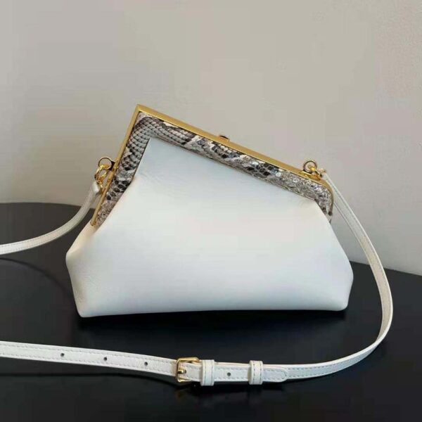 Fendi Women First Small White Leather Bag with Exotic Details (4)