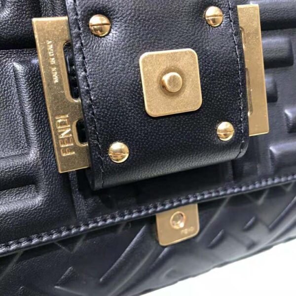 Fendi Women Iconic Large Baguette Leather Bag-Black (8)
