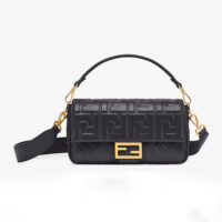 Fendi Women Iconic Medium Baguette Black Leather Bag (1)