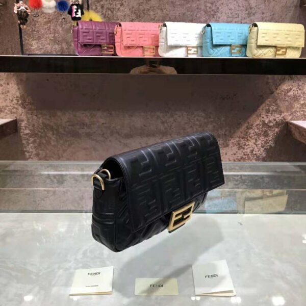 Fendi Women Iconic Medium Baguette Black Leather Bag (3)