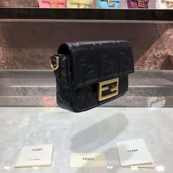 Fendi Women Iconic Mini Baguette Black Leather Bag (3)