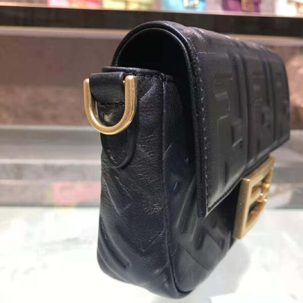 Fendi Women Iconic Mini Baguette Black Leather Bag (5)