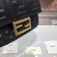 Fendi Women Iconic Mini Baguette Black Leather Bag (1)