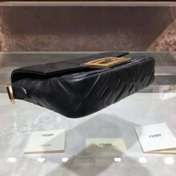 Fendi Women Iconic Mini Baguette Black Leather Bag (7)