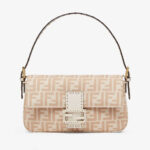 Fendi Women Medium Baguette 1997 Beige FF Wool Bag